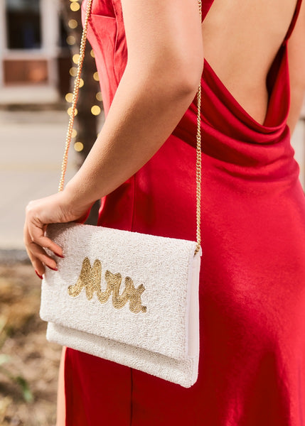 Gold Sequin Beaded Clutch